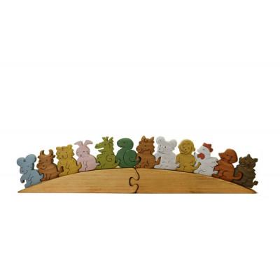 ふるさと納税 河内長野市 干支の行進　色付き 木製パズル 知育玩具