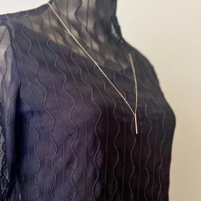 ふるさと納税 大津市 【18金 ラボダイヤネックレス 0.095ct】70cm ロングバーペンダント 大人のアクセ K18 |  | 02