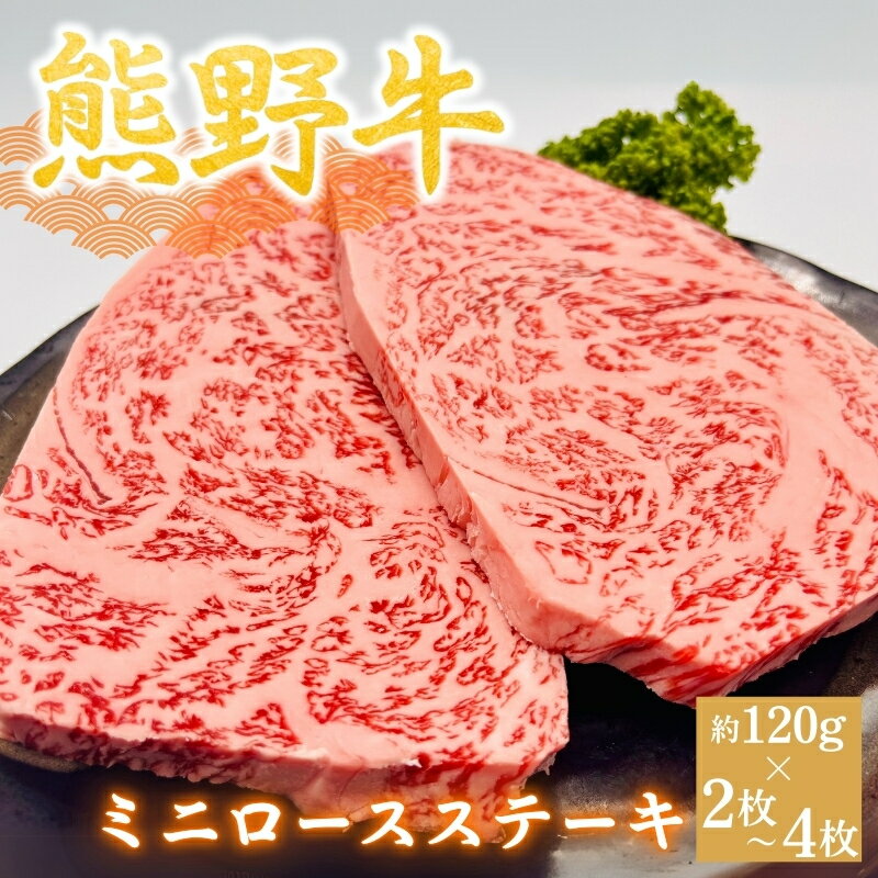 【ふるさと納税】 ＜熊野牛＞ミニロースステーキ約120g【枚数選べる】2枚～4枚 / 和歌山 田辺市 本宮 肉 牛肉 熊野牛 和牛 ロース ステーキ 豪華 冷凍 ギフト 贈答