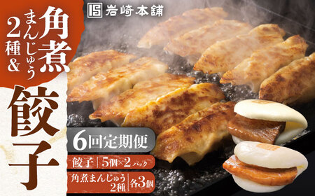 【全6回定期便】【簡易包装】長崎角煮まんじゅう（2種）＆ぎょうざ 岩崎本舗 [EAB008]  角煮まん 角煮まんじゅう 餃子 ぎょうざ 長崎 岩崎本舗 定期 定期便