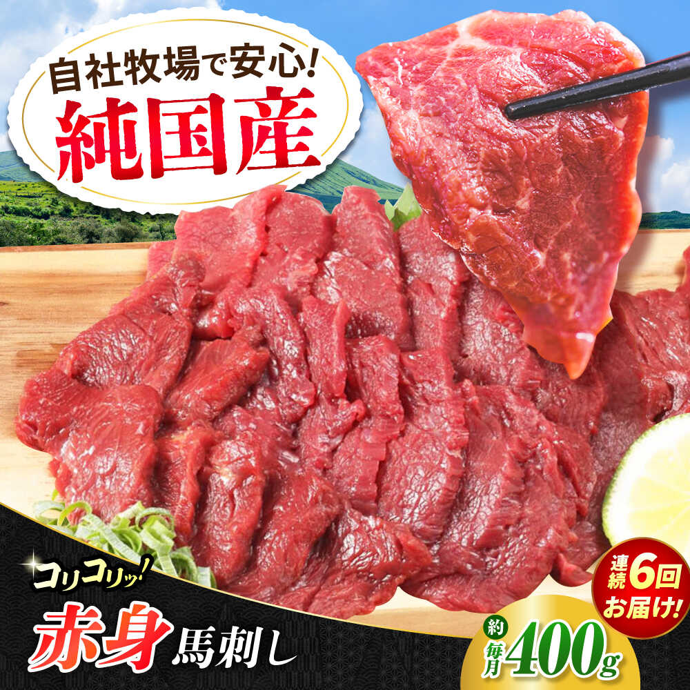 【ふるさと納税】【全6回定期便】『純国産』熊本の味 コリコリ 赤身 馬刺し 計約400g（約200g×2パック）【有限会社 九州食肉産業】[AYCN132] 馬刺 馬肉 馬 うま ヘルシー 国産 赤身 大容量 低カロリー 冷凍 ギフト 贈答用 食品 熊本県 合志 合志市
