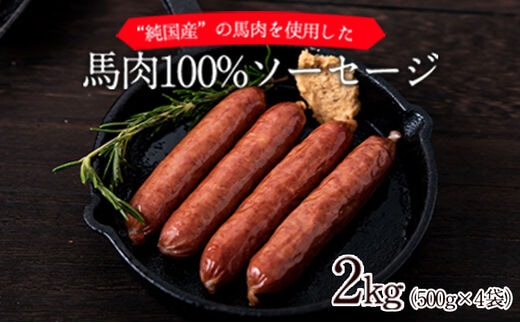 
										
										馬肉100%ソーセージ 2kg (500g×4袋) 肉 馬肉 ソーセージ 2kg 熊本県玉東町《60日以内に順次出荷(土日祝除く)》送料無料 訳あり 定期便 でない---gkt_fkgumasose_60d_24_15000_2kg---
									