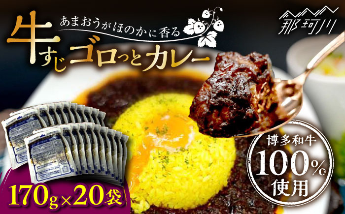 
【博多和牛100％使用!】あまおうがほのかに香る 牛すじゴロっとカレー（170g×20袋）＜株式会社natural factory＞那珂川市 カレー 牛すじ 欧風カレー あまおう [GEA015]
