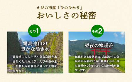 【令和6年産】えびの産 ひのひかり 3kg 米 お米 おこめ ヒノヒカリ 九州 宮崎県 特選米 おにぎり お弁当 TKG 白米 冷めても美味しい 送料無料