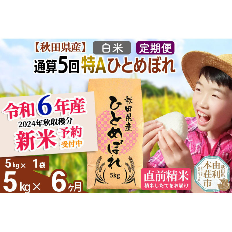 
※令和6年産 新米予約※《定期便6ヶ月》【白米】通算5回特A 秋田県産ひとめぼれ 計5kg (5kg×1袋) お届け周期調整 隔月もOK【2024年12月頃出荷予定】
