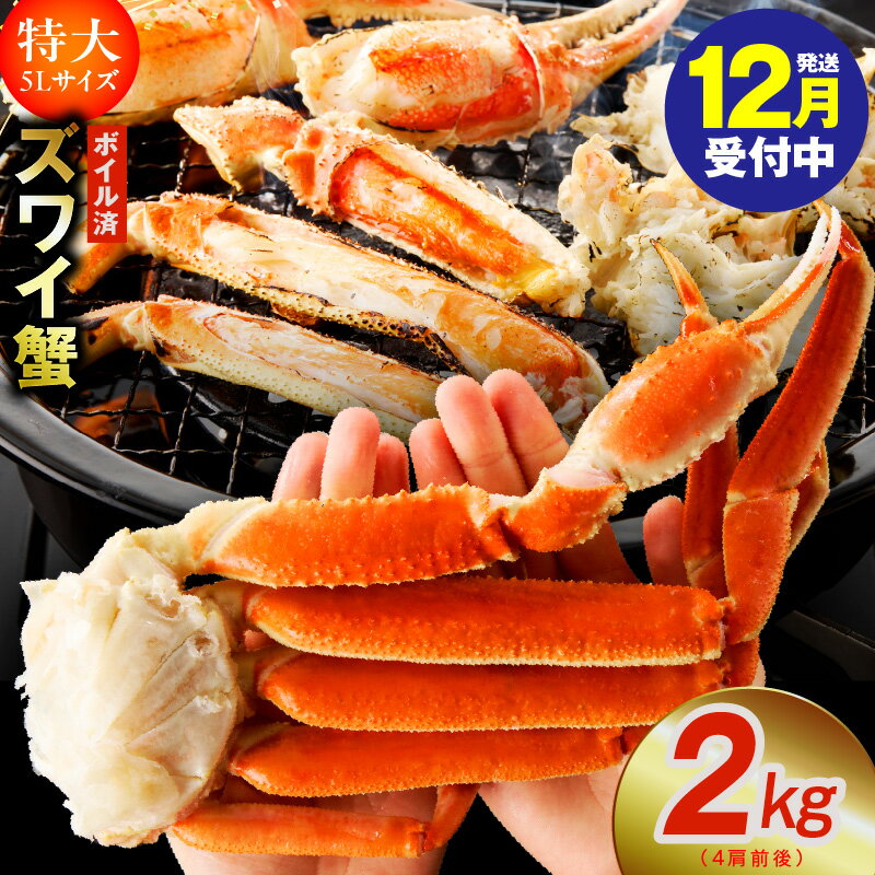 【ふるさと納税】【年内発送受付中】ボイルずわい蟹 かに 2kg 特大5Lサイズ 4肩前後 昆布仕立て 簡単 手軽 ずわい蟹 カニ鍋 焼きガニ カニ雑炊 カニしゃぶ 天ぷら 足 むき身 焼殻付 旨み 海鮮 魚介 数量限定 ★高評価送料無料 大阪府 泉佐野市
