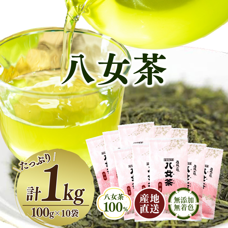 八女茶100％ 家庭用業務用煎茶 100g×10袋 お手頃品！＜岩崎園製茶＞ 八女茶 煎茶 産地直送 無添加 無着色 たっぷり お手頃 家庭用 業務用 大容量 福岡県 八女市