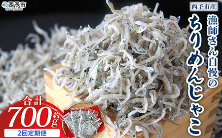 ＜漁師さん自慢のちりめんじゃこ 合計700g（70g×10パック）2回定期便＞ しらす シラス おじゃこ お魚 おさかな 小魚 魚介類 乾燥 海の幸 海鮮 小分け 個包装 おすそ分け 国産 産地直送 送料無料 特産品 濱田水産 愛媛県 西予市【冷蔵】『お申込み月の翌月より配送を開始します。』AHS0010