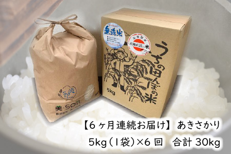 【令和6年産・新米】【6ヶ月連続お届け】福井県産 低農薬極上米 無洗米 5kg × 6回 計30kg 『あきさかり』 [J-8806_04]