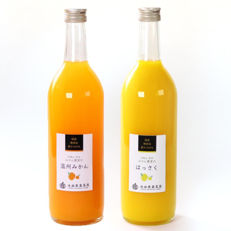 ＜池田鹿蔵農園＞「柑橘」ジュース2種セット（温州みかん・はっさく）720ml各1本（計2本）
