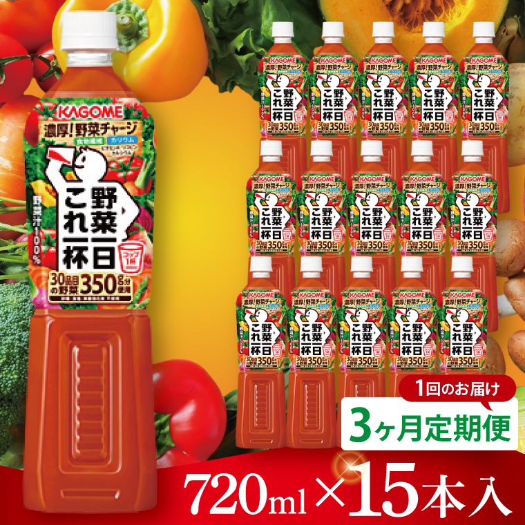 【3回定期便】カゴメ野菜一日これ一杯 720ml×15本｜KAGOME 野菜 果実 おいしい 手軽 ジュース 飲料 野菜ジュース（93-215）