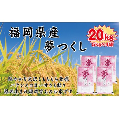 【令和7年産新米・先行予約】【食味鑑定士厳選】福岡県産 夢つくし20kg(5kg×4袋)(岡垣町)【1654777】