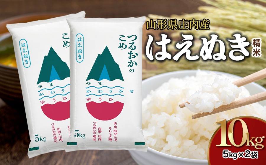 【令和7年産】はえぬき 精米 10kg (5kg×2袋)　山形県 庄内産　米食味鑑定士お薦め | 10キロ はえぬき 白米 精米 米 お米 おこめ コメ こめ 食品 ご飯 ごはん 山形県 鶴岡市 東北 国産 返礼品
