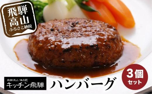 キッチン飛騨 ハンバーグ 3個セット デミグラスソース付 レトルト食品 常備食 国産豚 国産牛 飛騨ハム 寄付金額 5000円 冷凍 老舗 名店 飛騨高山 人気 おすすめ TR3909