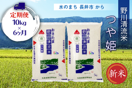 【定期便6ヶ月】【令和7年産新米】【特別栽培米】野川清流米「つや姫」10kg(5kg×2袋)×6ヶ月_A120(R7)