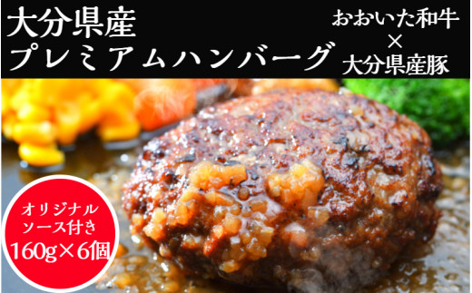 おおいた和牛と大分県産の豚を使った大分プレミアムハンバーグ6個入り（計960ｇ）(1820R)