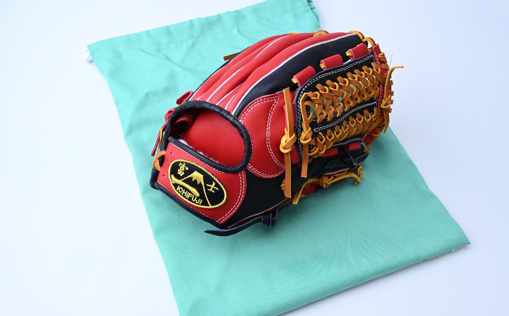 【赤×紺】一富士 軟式グラブ 内野手オールラウンド用 カラーグラブ | 野球 内野手 グラブ オールラウンド 軟式 スポーツ 職人 一富士 野球グローブ 池北工房 埼玉県 上尾市