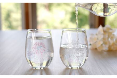 温度で変化する器 フリーグラスペアセット 『冷感花火』【丸モ高木陶器】コップ ビールグラス 食器  [TBA005]