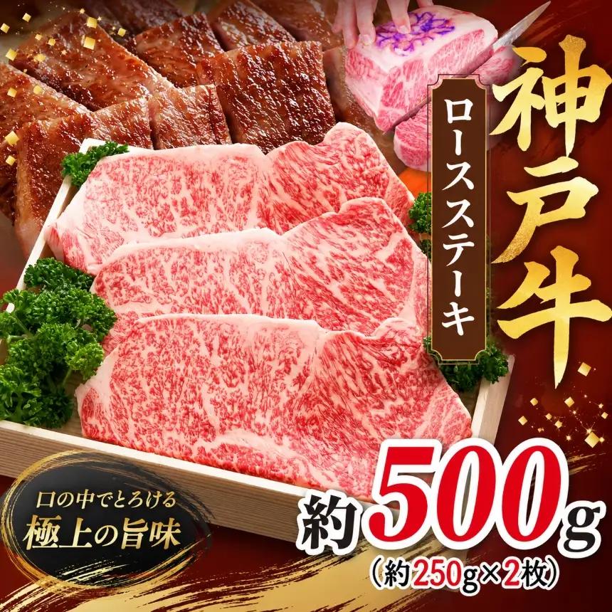 KGST5 神戸牛ロースステーキ 500g（250g×2枚）| 肉 牛肉 神戸牛 ステーキ ロース グルメ 兵庫県 上郡町