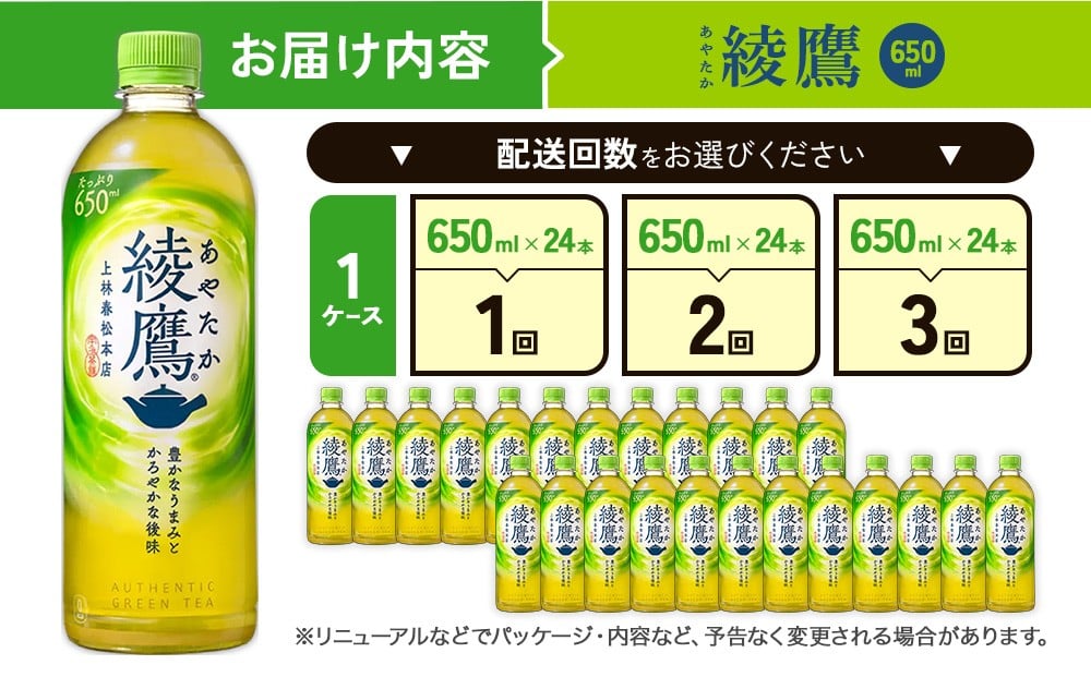 綾鷹 650mlPET×24本 1ケース