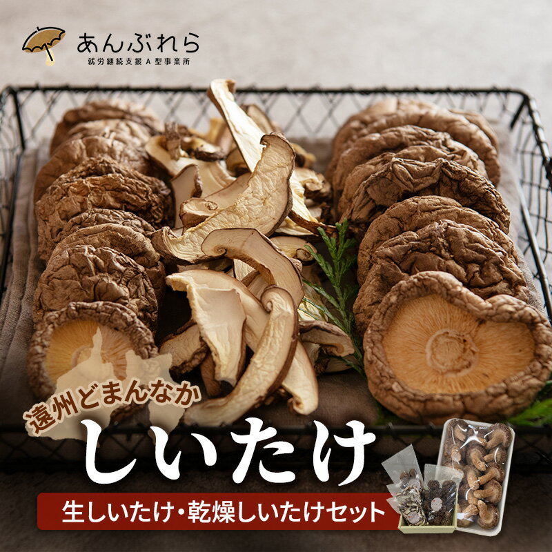 【ふるさと納税】【遠州どまんなかしいたけ】 生しいたけ・乾燥しいたけセット (生しいたけ 約400g , 乾燥しいたけ　丸大 80g1袋 丸小 30g1袋 , スライス 小35g2袋)　干し椎茸 産地直送 国産 料理 素材 出汁 日本料理 就労支援 福祉 静岡 袋井