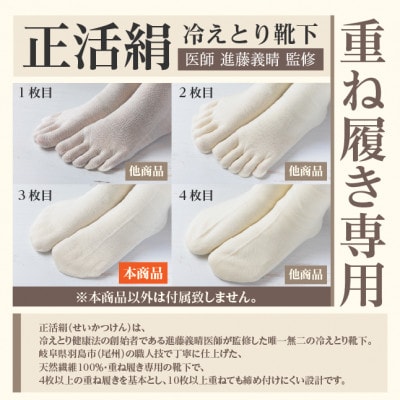 正活絹 冷えとり靴下 シルク先丸 2足セット(Mサイズ)【1584114】