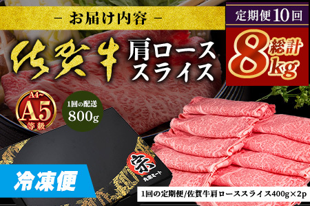 【定期便10カ月配送】＼とろける佐賀牛／【佐賀牛肩ローススライス800g（400g×2パック）】小分けで便利 ブランド牛 霜降り 極上 高級肉 贅沢 すき焼き しゃぶしゃぶ 鍋 大容量 肉の甘み 柔ら
