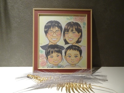 本格オーダーメイド 似顔絵 （色紙サイズ・額付） 1名 ペットも描きます