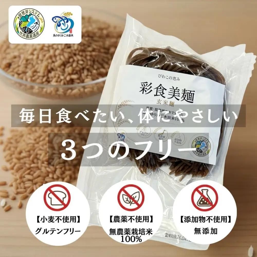 無農薬・グルテンフリー 滋賀県野洲市産 玄米麺 7食セット 100g×7袋