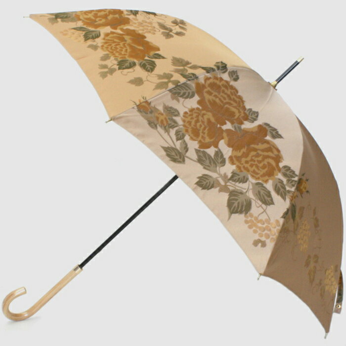 【ふるさと納税】【槙田商店】晴雨兼用長傘　絵おり　バラとぶどう　ベージュ　傘　国産 日本製 ギフト 贈り物 父の日 母の日 敬老の日 記念日 誕生日　送料無料　おしゃれ