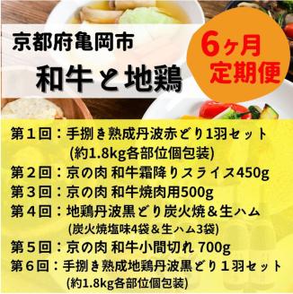 【6回定期便】＜京都亀岡丹波山本＞和牛と地鶏 毎月交互にお届け【訳あり】京の肉＆地鶏丹波黒どり・丹波赤どり お楽しみセット≪生活応援 緊急支援 特別返礼品 不揃い≫◇