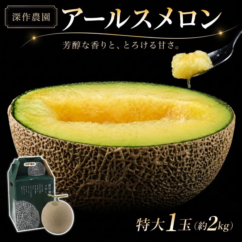 【ふるさと納税】 【2026年発送】 アールスメロン 特大 1玉 2kg 茨城 鉾田 メロン めろん meron melon 1個 贈答用 ギフト 贈り物 青肉 フルーツ 果物 産地直送 プレゼント 国産 深作農園