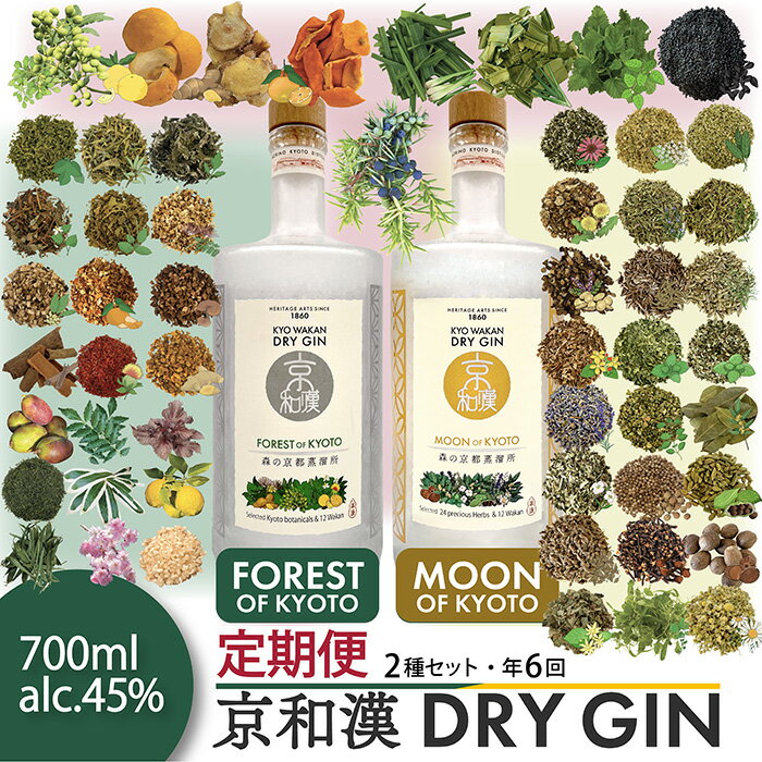 【ふるさと納税】＜定期便1年コース＞森の京都蒸溜所 クラフトジン2種セット(各700ml×2種・2カ月に1回・全12本) 京和漢 DRY GIN FOREST OF KYOTO京和漢 DRY GIN MOON OF KYOTO 京都 福知山 クラフトジン ジン 定期便 京和漢【fc-DR007】【Natural Spirits】