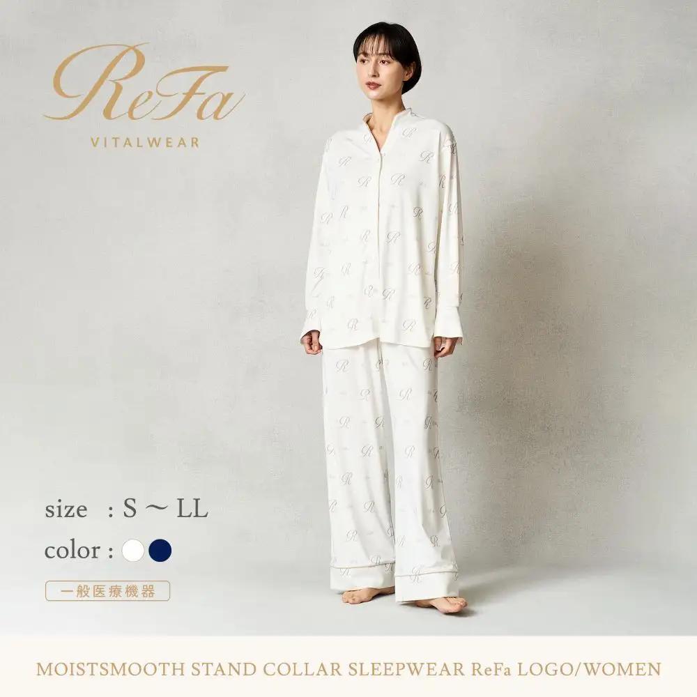 【ネイビー Lサイズ】リファ バイタルテック モイストスムース スタンドカラースリープウェア ReFaロゴ/WOMEN