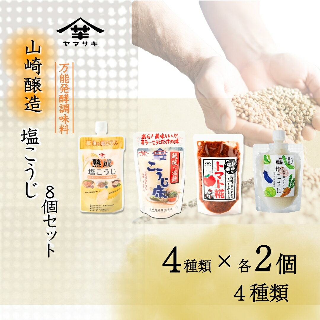 【ふるさと納税】調味料 発酵食品 塩こうじ8個セット (人気の4種類×各2個) 塩麹 万能調味料 山崎醸造 | 塩こうじ しおこうじ 発酵調味料 国産 贈り物 贈答 プレゼント ギフト 人気 おすすめ お取り寄せ 新潟県 小千谷市 【0002-0237-02】