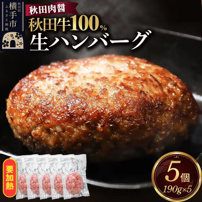 秋田牛100％ 生ハンバーグ 190g×5個 ビッグサイズ 秋田肉醤 国産牛 和牛