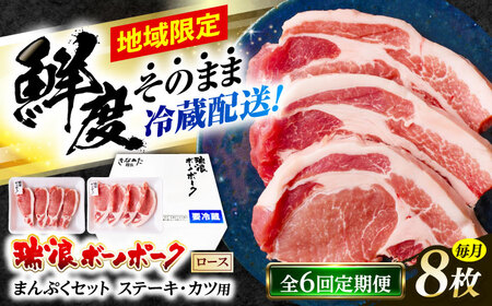 【6回定期便】 ※冷蔵配送/地域限定※ 岐阜県産 豚 瑞浪ボーノポーク ロースステーキ 1kg まんぷくセット 瑞浪市 / きなぁた瑞浪[AZCI063]