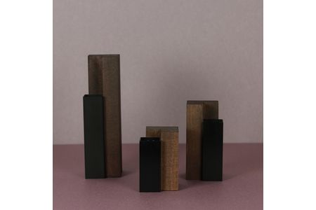 ALART〈アルアート〉　MUKU柱　漆黒　SMLセット 花器　インテリア　立体感を演出する・手染めの金属色と木の組み合わせがモダンな花器　インテリアの演出に
