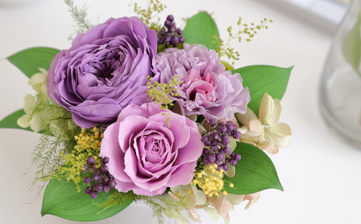 【母の日用】プリザーブドフラワー プリフラギフトボックスM パープル