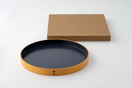 80P6008 【大館曲げわっぱ】丸盆(尺)紫紺