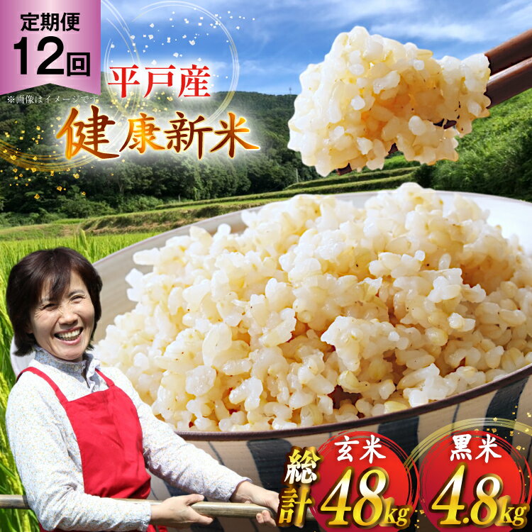 【ふるさと納税】玄米 令和7年 平戸の健康玄米 4kg 黒米 400g セット 計4.4kg 12回定期便 総計 52.8kg [エコファーム永田 長崎県 平戸市 hr42bgy400113] コシヒカリ ナツホノカ ヒノヒカリ コメ 米 お米 こめ おこめ ごはん ご飯 4キロ 古代米
