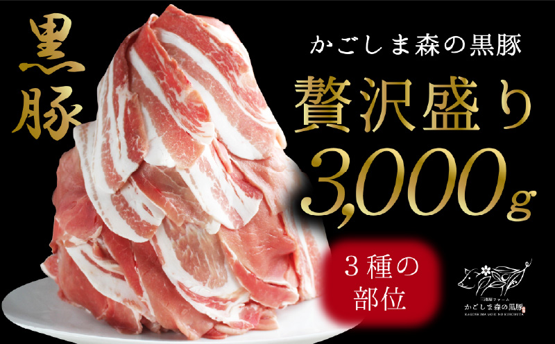 1340 「かごしま森の黒豚」3種盛り 3,000g　KN004-002