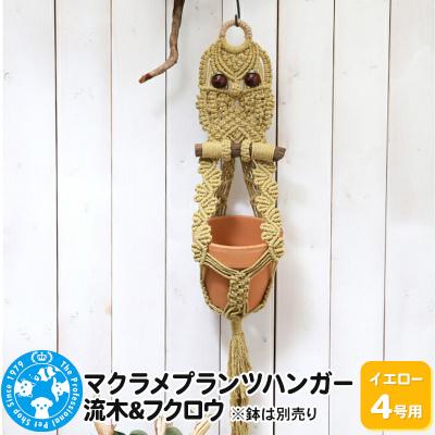ふるさと納税 邑楽町 マクラメプランツハンガー 流木&amp;フクロウ 4号用【イエロー】|09_chm-d60101bf