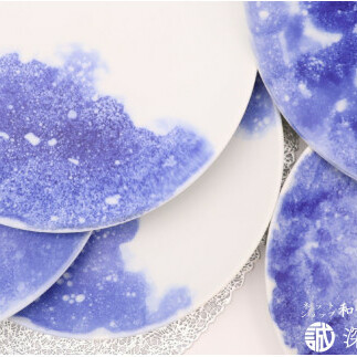 有田焼 BLUE ESPUMA / 6.5寸皿 2枚（深海三龍堂） 食器 おしゃれ スタイリッシュ シンプル モダン 青い器 A20-452_イメージ5