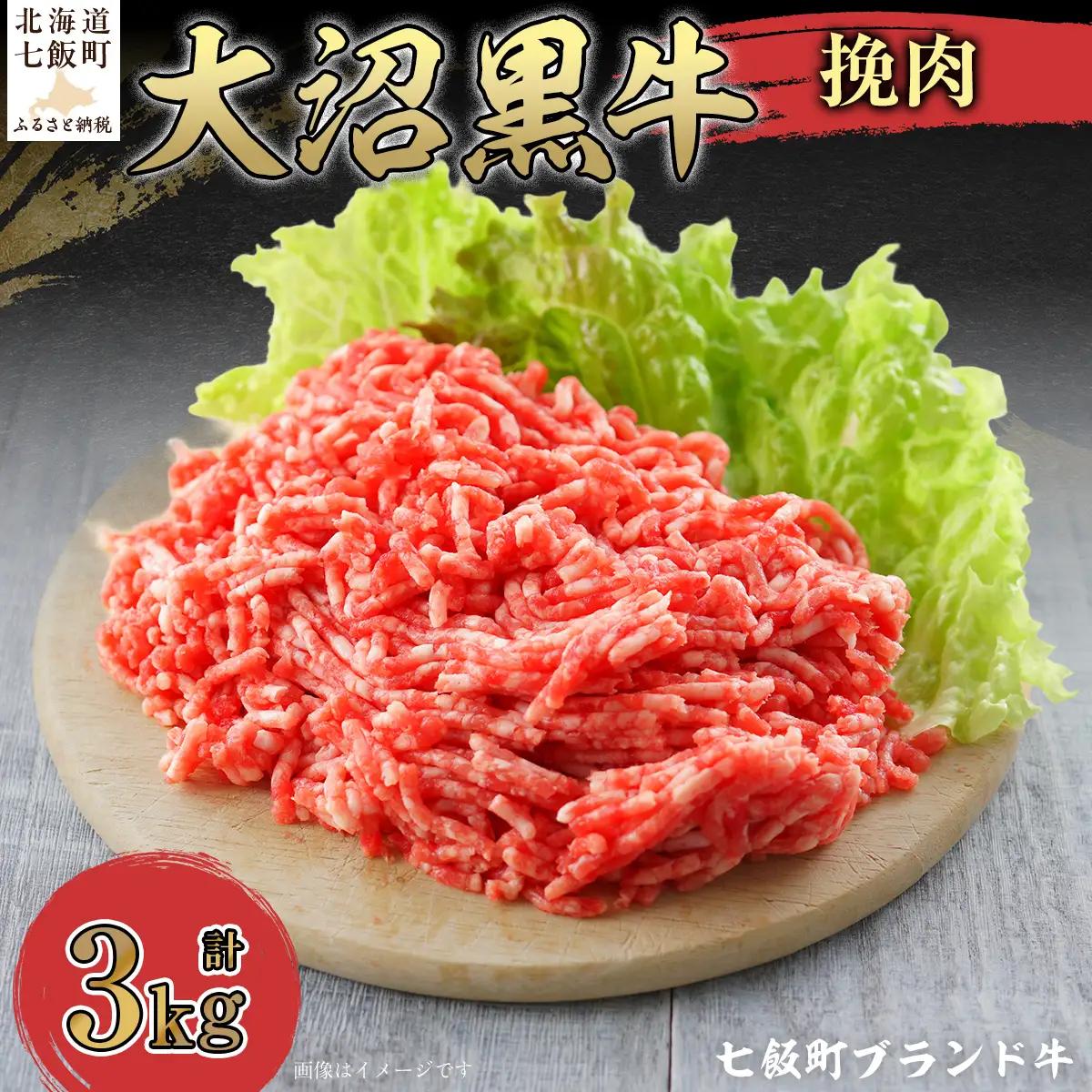 【北海道ブランド牛】大沼黒牛挽肉　3kg NAM011