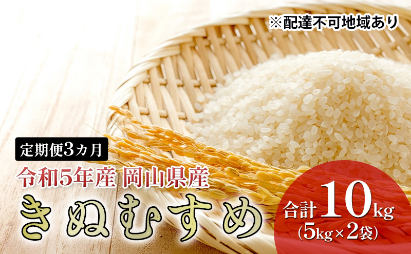 米 【 定期 便 3ヶ月 】特A ランク きぬむすめ 10kg （5kg×2袋） 令和5年産 こめ コメ 白米 岡山県産