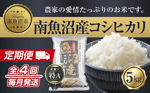 【令和7年産新米】【定期便】新潟県 南魚沼産 コシヒカリ お米 5kg ×計4回 精米済み 毎月発送（お米の美味しい炊き方ガイド付き）【2025年10月中旬より順次発送予定】