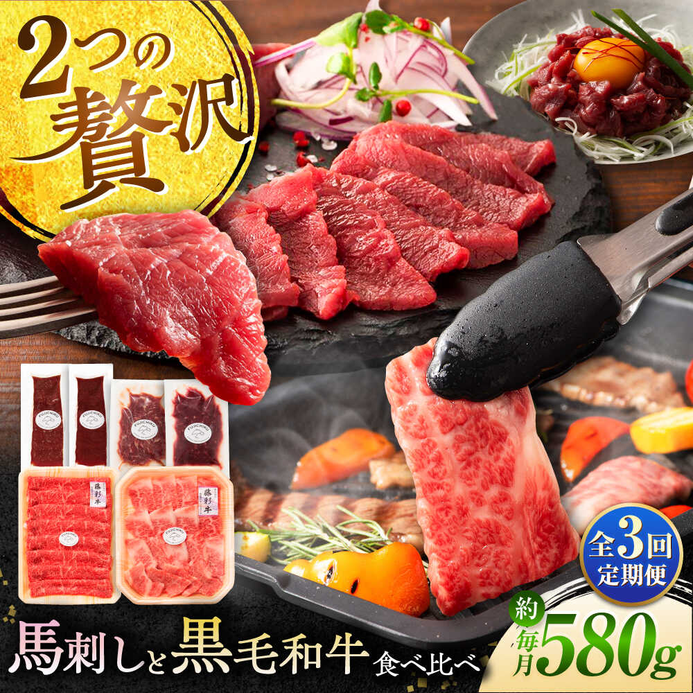 【ふるさと納税】【全3回定期便】「熊本特産馬刺しとくまもと黒毛和牛」フジチクオリジナル贅沢食べ比べセット 3905 / 熊本県 菊陽町 肉 にく 新鮮 お祝 ギフト 贅沢 誕生日 ご褒美 厳選 牛 ぎゅう 【株式会社フジチク】[BHAD051]