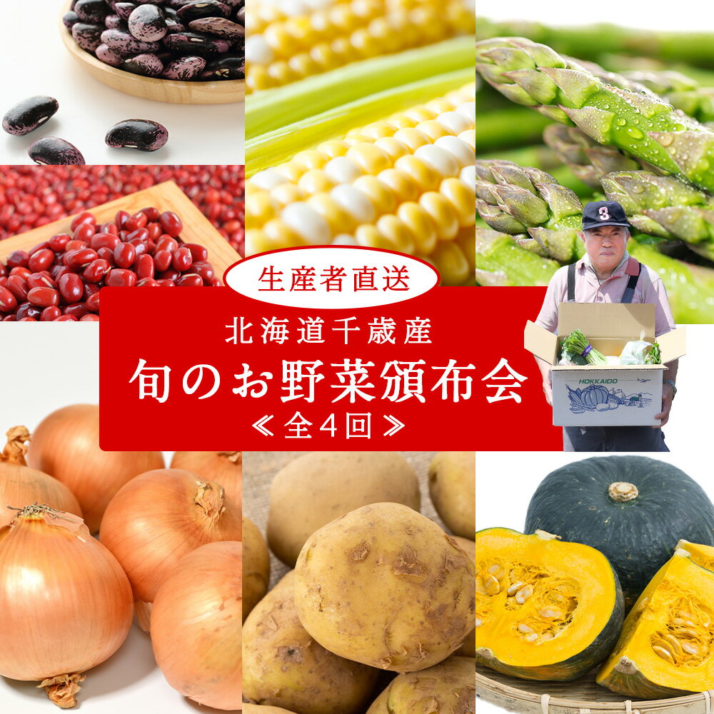 【ふるさと納税】【2026年発送予約】定期便4回 旬の野菜を「年4回」お届け《土居ファーム》 アスパラ カブ ブロッコリー キャベツ とうもろこし じゃがいも 南瓜 ニンニク 人参 玉ねぎ 豆 やさい 千歳 北海道 北海道ふるさと納税 【北海道千歳市】ギフト ふるさと納税