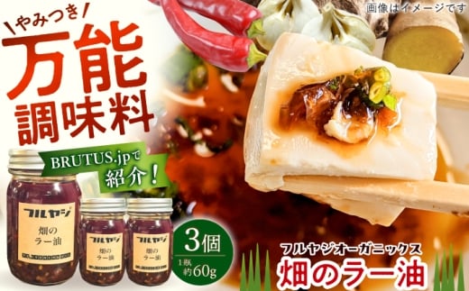 畑のラー油(小) 約60g 3個セット / ラー油 料理 タレ 調味料 【フルヤジオーガニックス】 [ATHV001]
